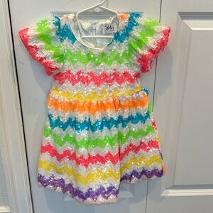 Lola and the Boys Zig Zag Rainbiw Sequin dress
